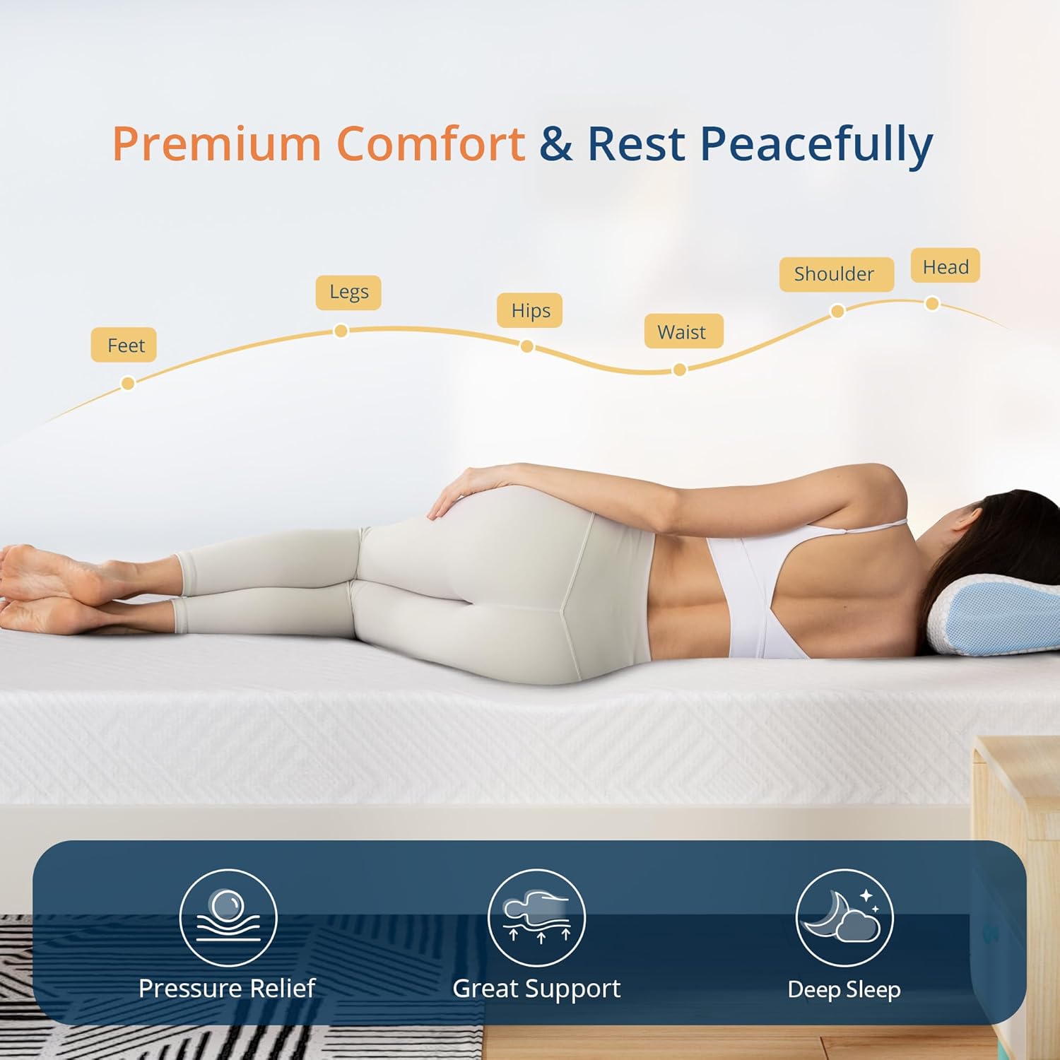MLILY EGOHOME Twin Mattress - 8 Inch Green Tea Gel Cooling Memory Foam | CertiPUR-US Certified, Medium Firm