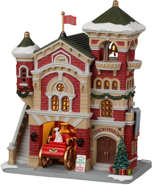 Lemax Union Fire Co. | Detailed Collectible Fire Station Figurine - Perfect for Holiday Displays