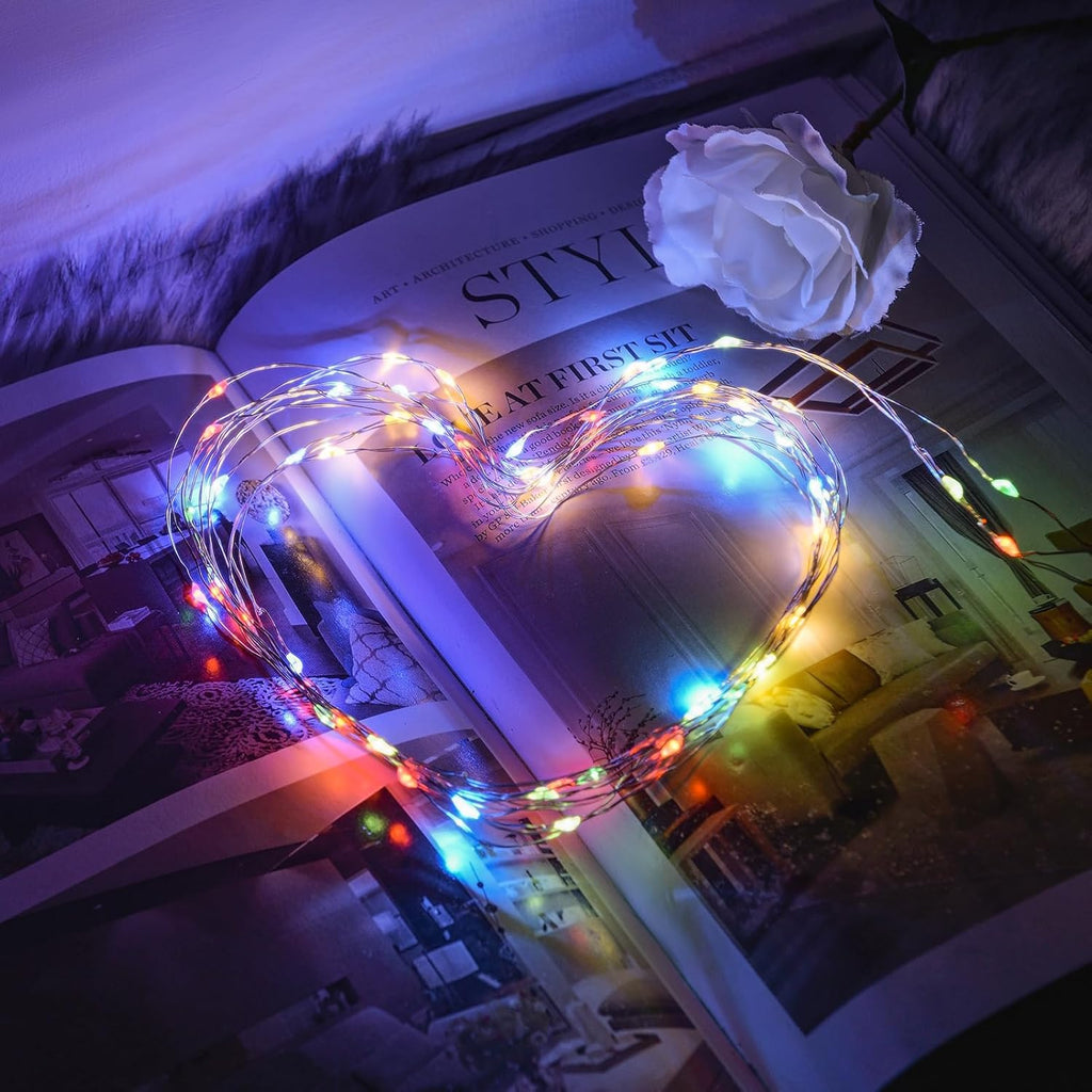 Skiennix 12 Pack Fairy Lights - Battery Operated 7FT Waterproof Silver Wire String Lights for Indoor/Outdoor Decor