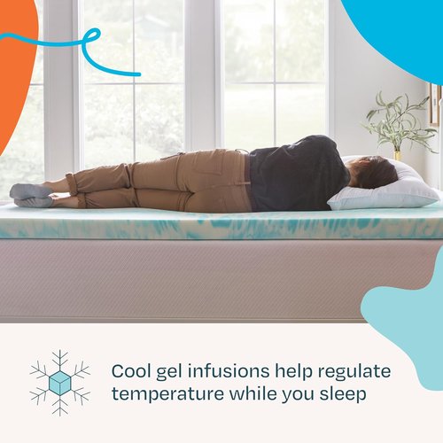 Linenspa 3 Inch Gel Memory Foam Mattress Topper - Queen Size, Cooling & Pressure Relieving, CertiPUR Certified