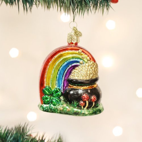 Old World Christmas Pot of Gold Glass Blown Ornament for Christmas Tree, Handcrafted Holiday Decoration, Irish Collection