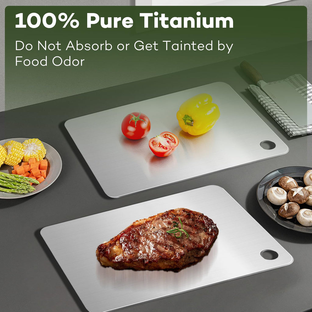 Titanium Cutting Board |100% Pure GR1 Titanium Cutting Board 0.08" Thick |Durable and Double-Sided Cutting Boards for Meat, Fruits and Vegetables | Dishwasher Safe (15" x 10" x 0.08")(Gray)