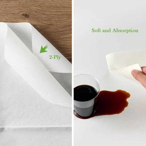 ECOLipak Lunch Napkins - 250 Count Soft & Absorbent 2-Ply Paper Napkins | 6.5x6.5 Inch Folded