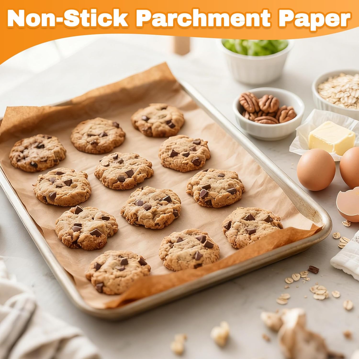 Skiennix Parchment Paper Sheets - 200 PCS Unbleached Non-Stick Baking Sheets | 12" x 16" Size