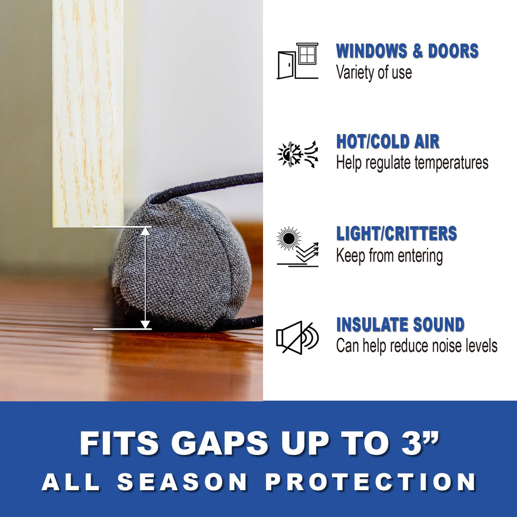 YOUFi 36 Inch Weighted Door Draft Stopper, 3.5lb Heavy Under Door Draft Blocker, Self-Resetting Gap Filler Seal Blocks Cold, Hot Air, Noise, with Non-Slip Bottom, Machine Washable Cover