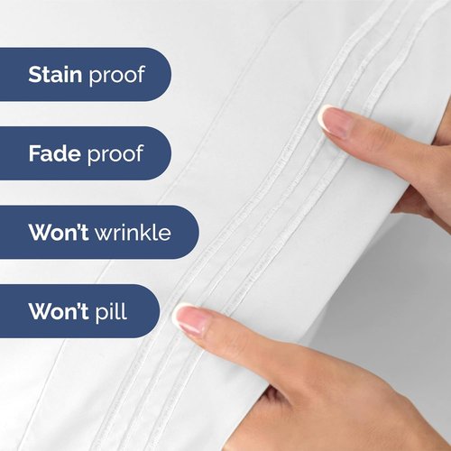 King Size 4 Piece Sheet Set | Ultra Soft Cooling Bed Sheets - Fits 8-16 Inch Mattresses - Wrinkle Free & Fade Resistant - Breathable Hotel Luxury Bedding in Bright White