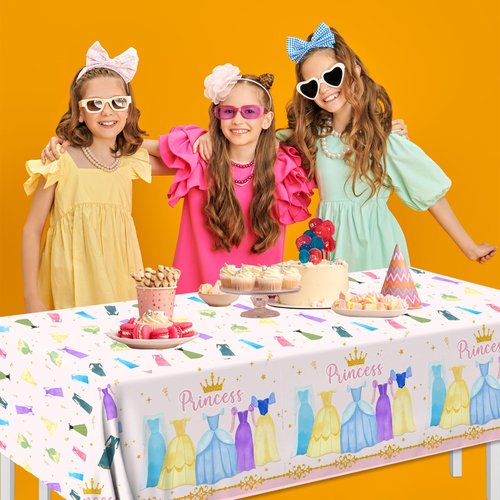 Cextoga Princess Birthday Party Decorations,3pcs Plastic Princess Table Cloth Waterproof Princess Party Decorations Princess Table Cover for Girl Birthday Princess Decorations