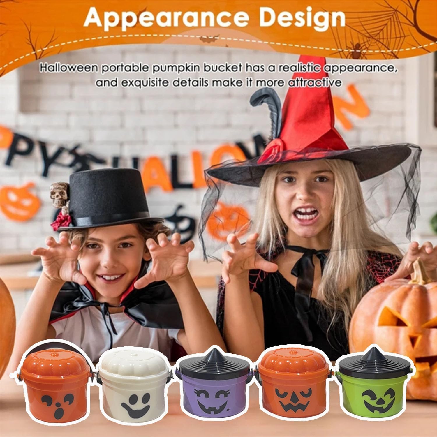 Spooky Mini Boo Bucket Figurines, Mini Halloween Nostalgia Bucket, Halloween Candy Bowl,Trick or Treat