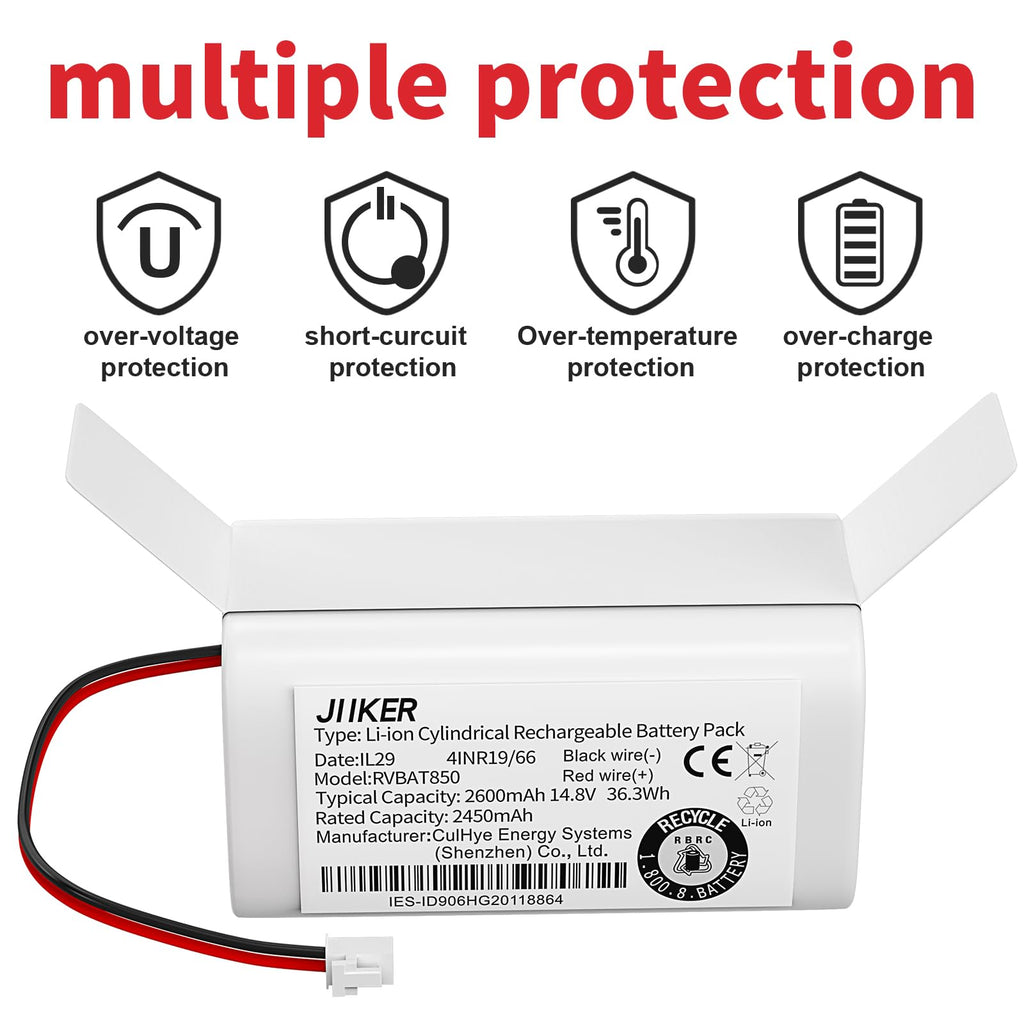 RVBAT850 battery replacement for Shark ION//IQ/AI Robot RV1001AE RV1001 RV1000 RV1101ARUS RV2001WRUS RV871R RV851WV RV850BRN RV761 RV750_N AV753 AV752 RVBAT850 R75 R85 RV850 RV1000S RV1000VL Battery