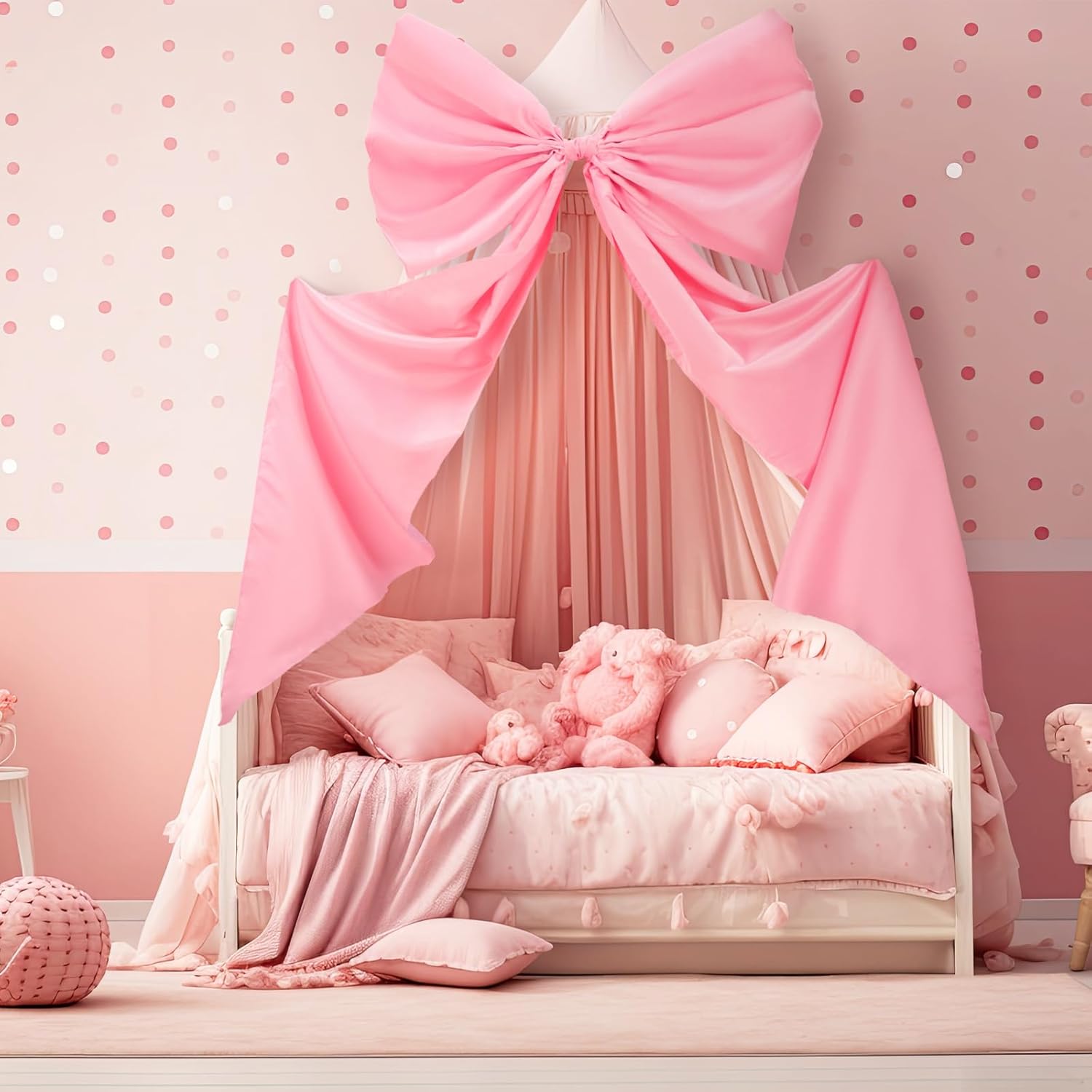 Wavwavw Giant Wall Bow Decorations - 39 x 72 Inch Pink Ribbon Decor for Birthday, Baby Shower & Weddings