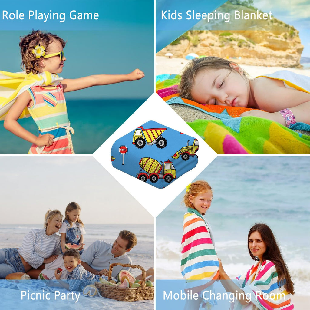 sdhinlwo Thickened Hooded Towels for Kids Suitable Girls Boys Kids Bath Towels, 30"x50" Super Absorbent, Truck Cute Cartoon Toddler Towels Multi-Purpose for Beach, Pool and Bathroom