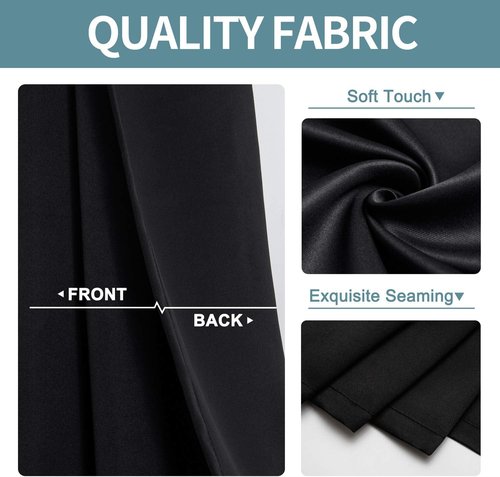 ChrisDowa Blackout Curtains - Extra Wide Thermal Insulated Room Darkening Panels, 70 x 84 Inch, Black
