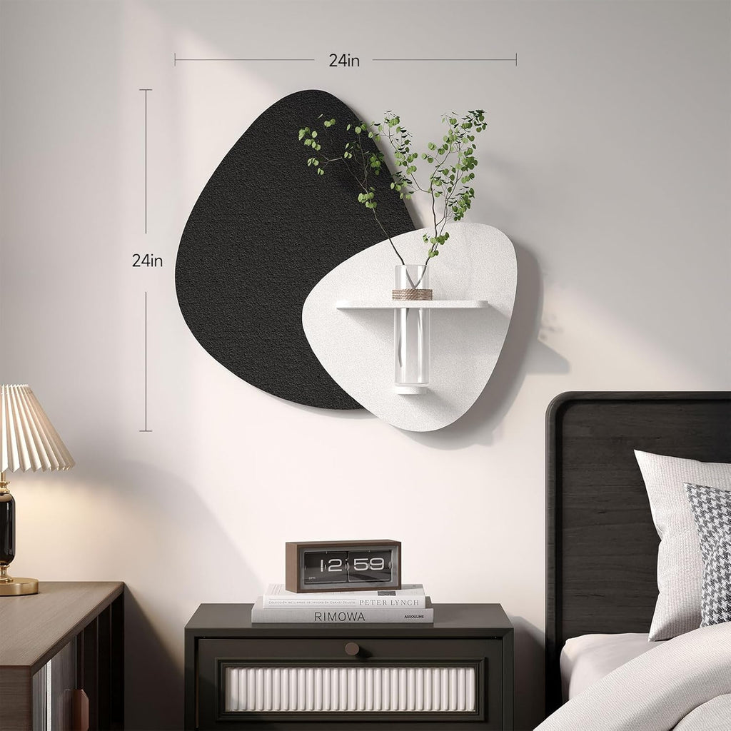 Skiennix 3D Textured Black and White Abstract Wall Art - Modern Minimalist Decor for Living Room | 24x24 In