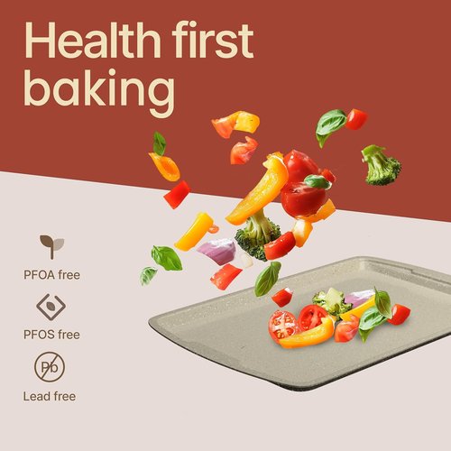 Bakken Swiss - 6-Piece Bakeware Set | Deluxe Non-Stick Baking Pans with Stackable Design - Carbon Steel, White Stone Coating