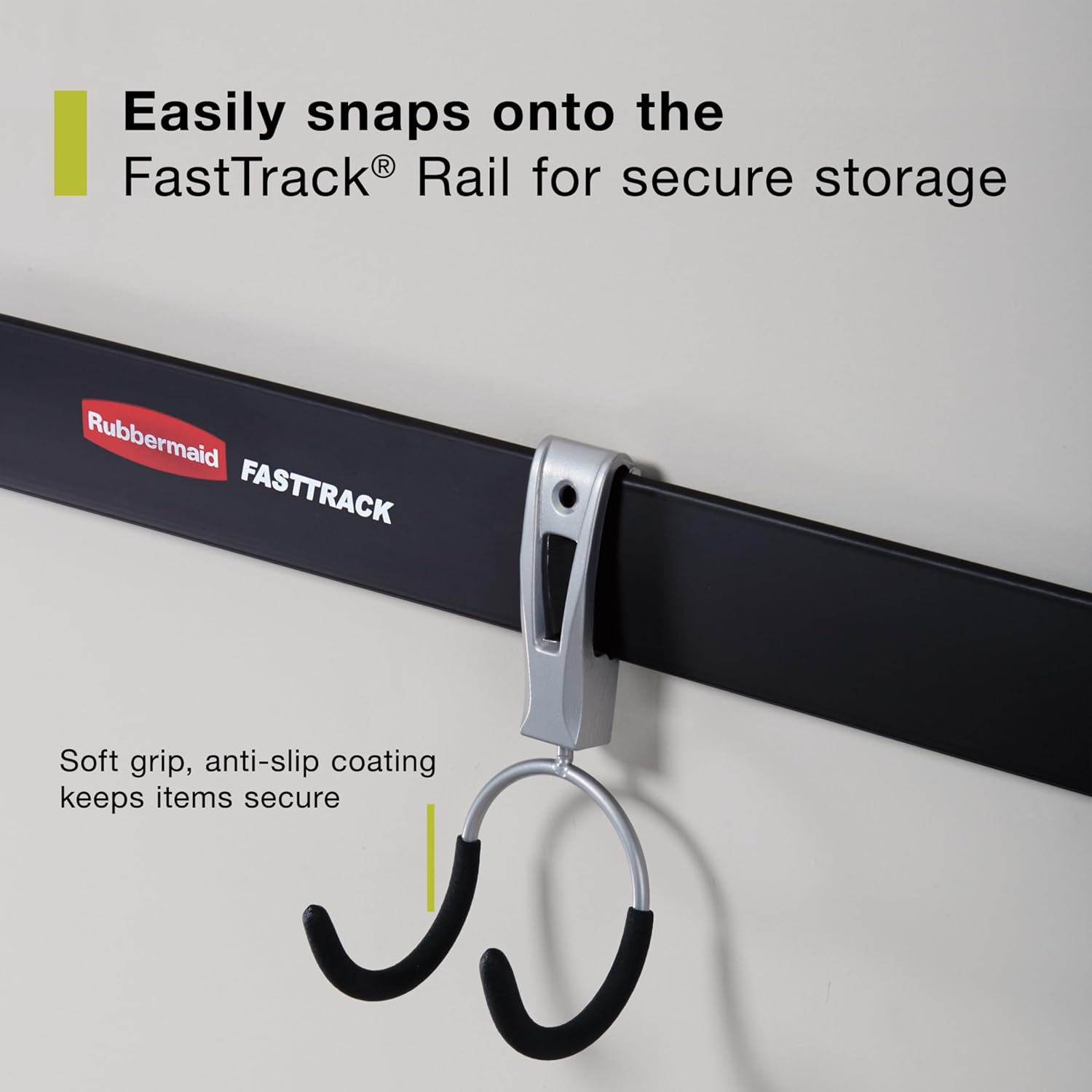 Rubbermaid FastTrack Compact Hook - Soft Grip Garage Organizer for Cords, Ropes & Small Hoses
