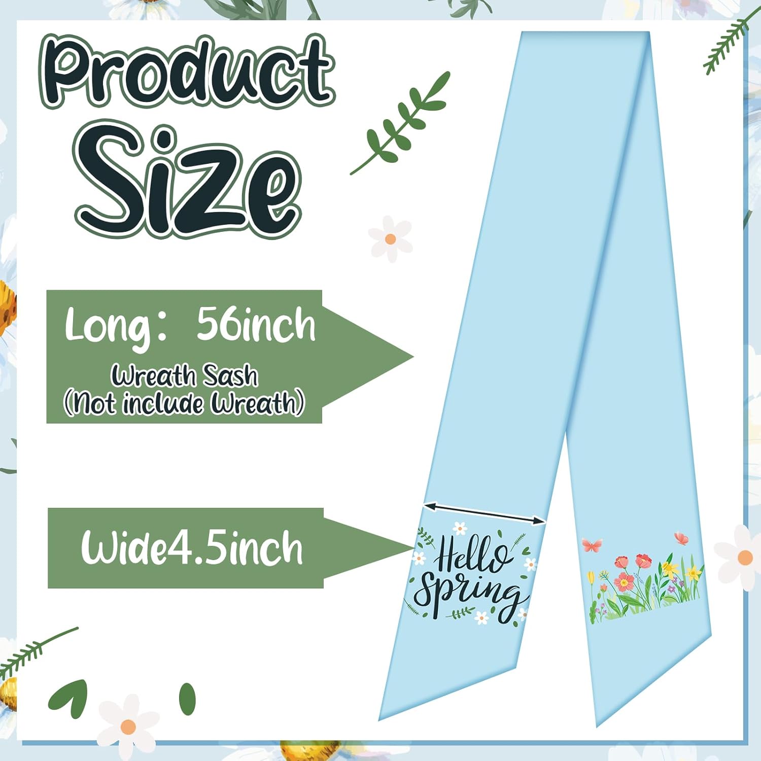 VitalCozy Spring Wreath Sash - Elegant Satin Ribbon for Embroidery Monogram | Indoor & Outdoor Decor