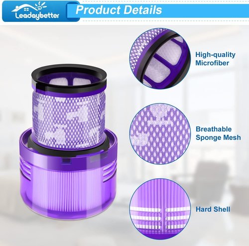 Leadaybetter Filter Replacement for Dyson V11 & V15 | 3-Pack Compatible with Multiple Models