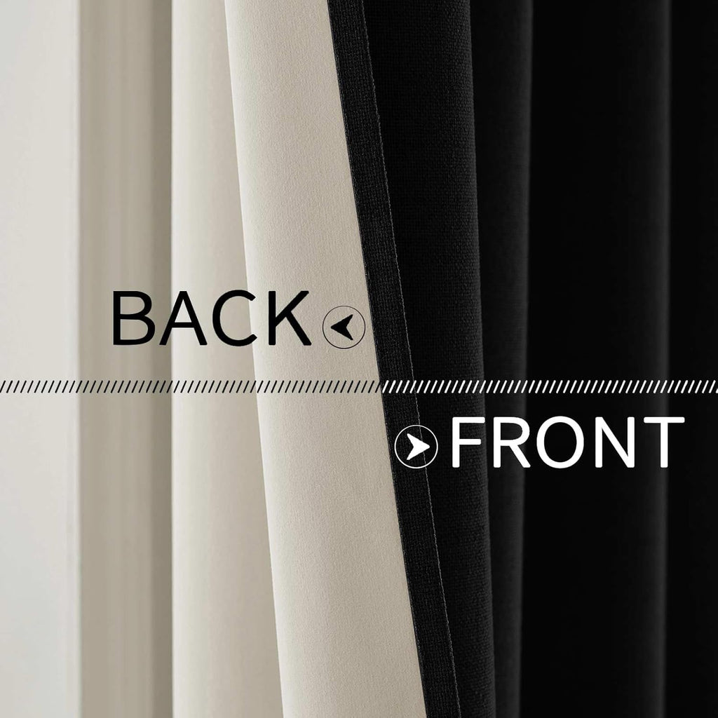 MIULEE Blackout Curtains - 100% Linen Texture Thermal Insulated Drapes | 52x54 Inch (2 Panels)