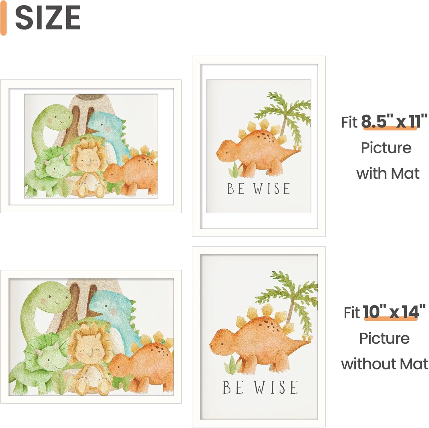 Upsimples 10x14 Picture Frame - Elegant Wall Display for 8.5x11 Photos with Mat, White, 1 Pack
