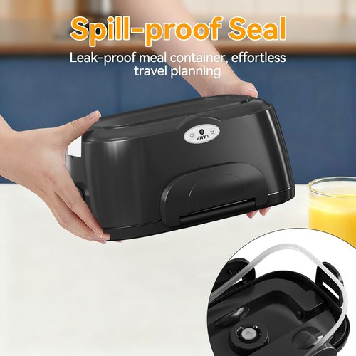 Vingud Electric Lunch Box for Adults, Heated Lunch Box Food Warmer, 80W Portable Heating Lunchbox for Men/Car/Truck with 1.5L Stainless Steel Container, 12V/24V/110V Lonchera Eléctrica Portátil Gift