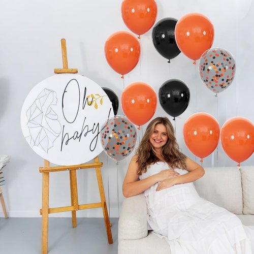 68Pcs Black and Orange Balloons - 12 Inch Latex Set with Confetti Ribbons for Halloween & Graduation Decor