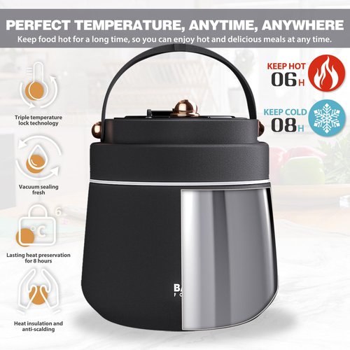 Thermo for Hot Food Adults 40OZ Soup Thermo Lunch Containers Wide Mouth Vacuum Insulated Food Jar Stainless Steel Leakproof Lunch Box with Spoon and Fork, Keeps Food Warm, Ideal Gift for Men and Women