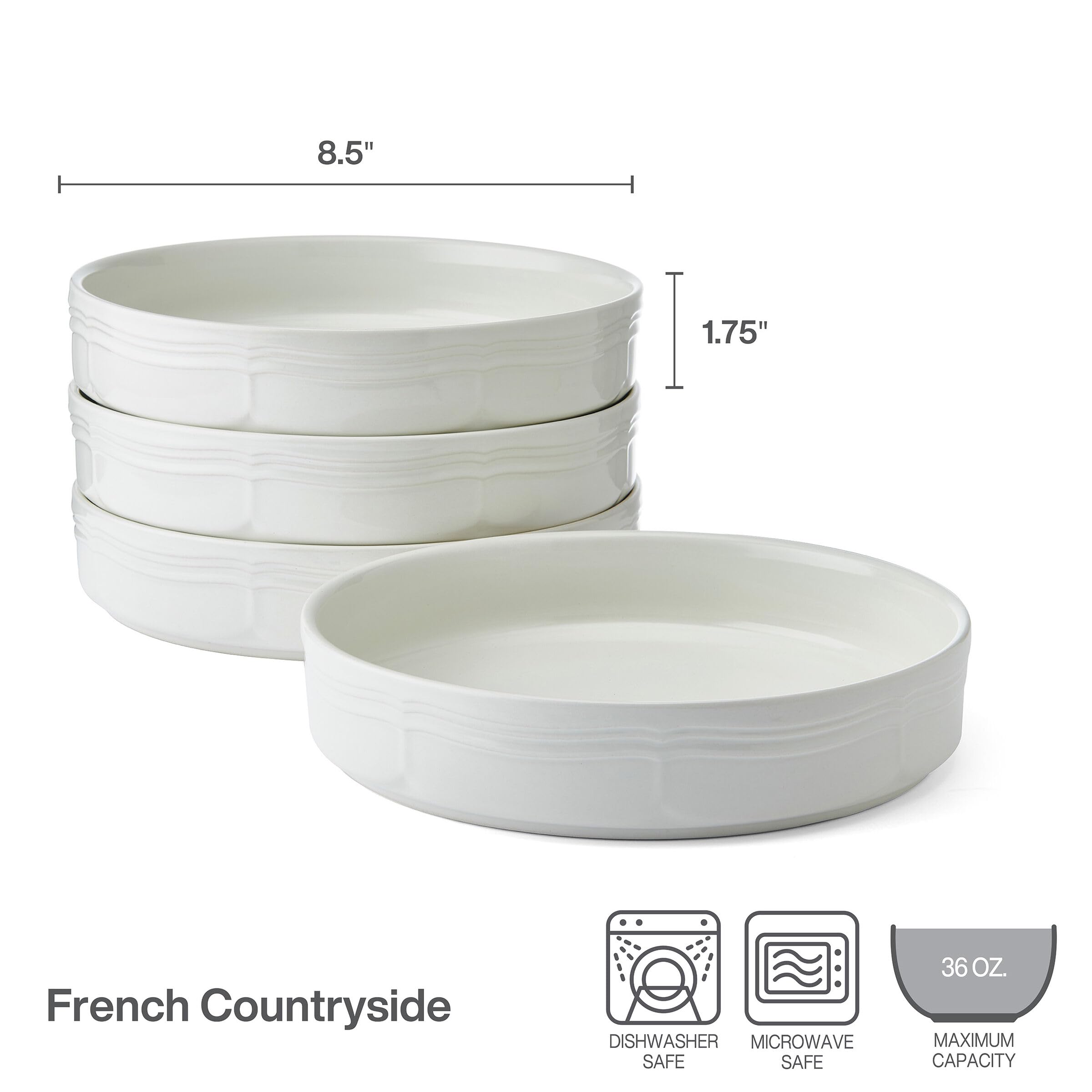 Mikasa French Countryside Pasta Dinner Bowls, Set of 4, 8.5 Inch