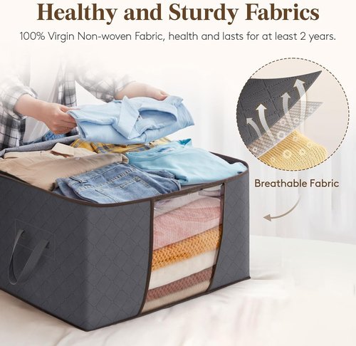Lifewit 30-Pack Clothes Storage Bins - 90L Foldable Bags with Zippers & Clear Windows | Ideal for Bedding & Closet Organization