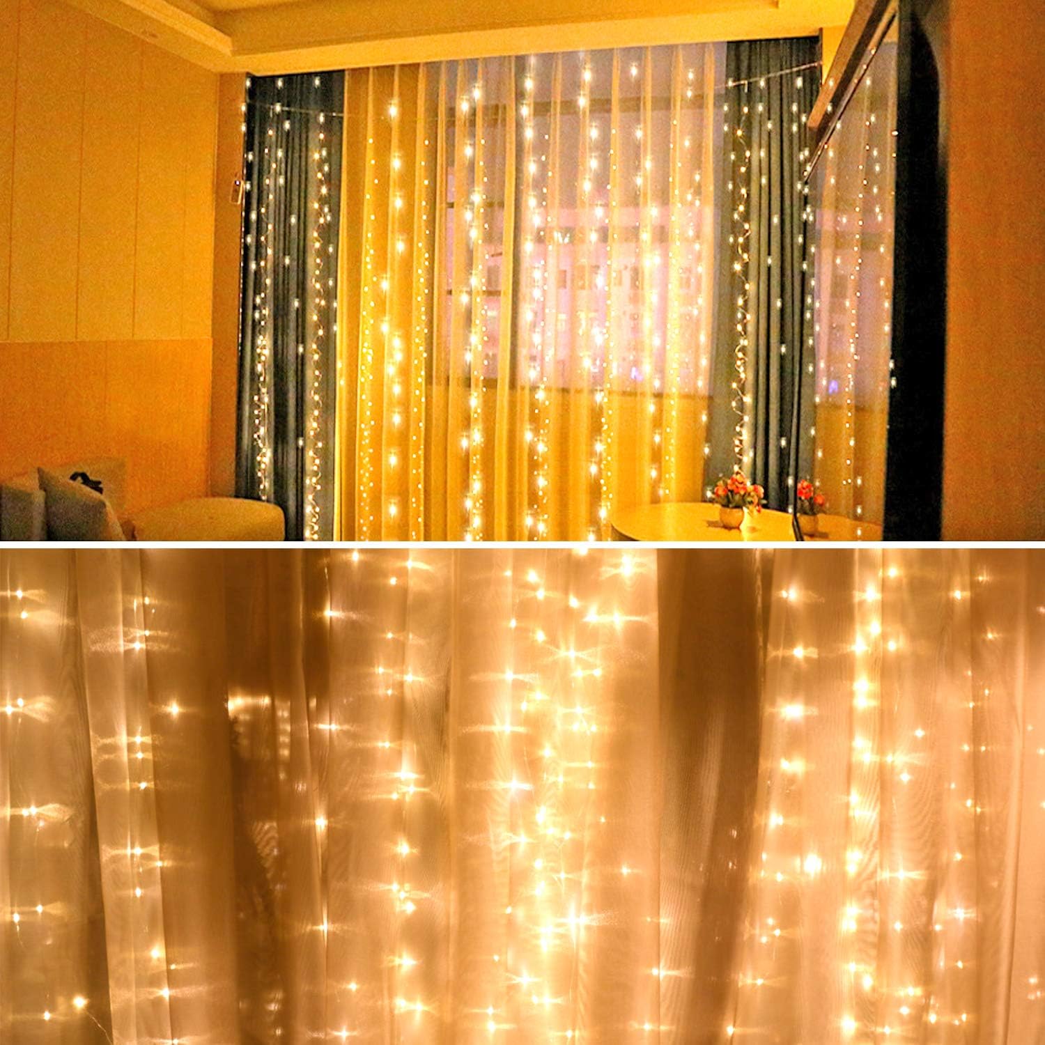 Skiennix LED String Lights - 300 Waterproof LED Lights with 8 Modes - USB Powered for Christmas & Party Decor (9.8ft x 9.8ft, White)