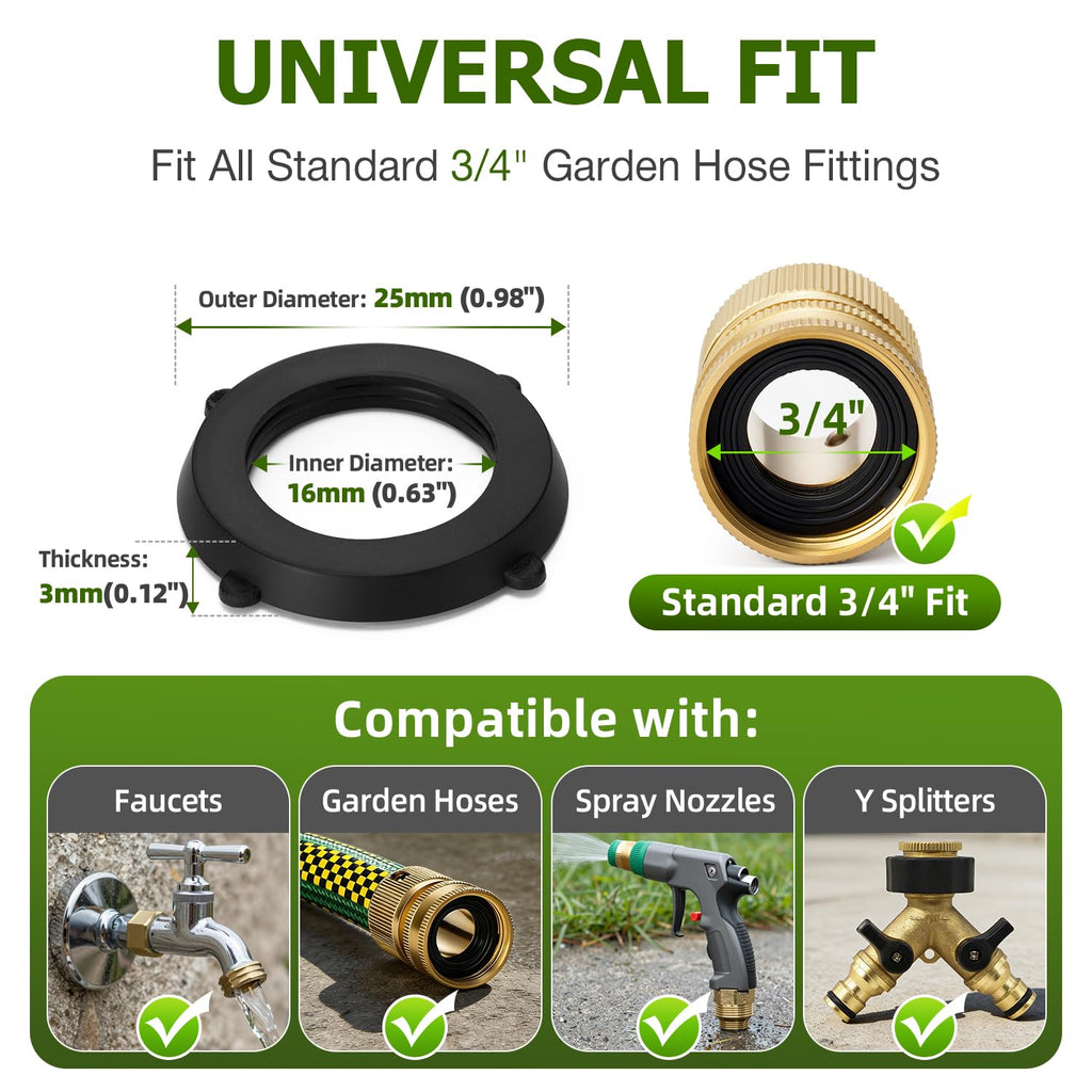 SmoTecQ Garden Hose Washers - 30 Pack Heavy Duty Rubber Seals for 3/4" Hose Fittings, Leak-Proof Design
