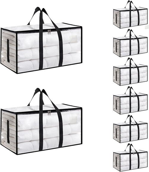 Extra Large Heavy Duty Moving Bags by [Brand Name] - Waterproof Storage Totes with Handles & Zippers | 8 Pack, Foldable for College Dorms