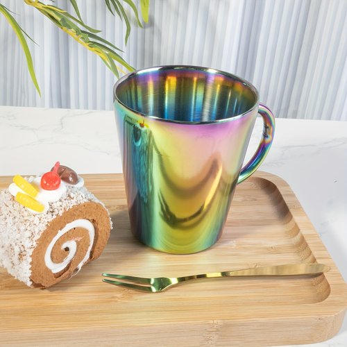JEPISADI Stainless Steel Dinnerware Set - Plates and Bowls Set With Coffee, Pasta, Kitchen Utensils - KITCHEN AND DINING Essentials- is Dishwasher Safe and Microwave Safe （Rainbow）