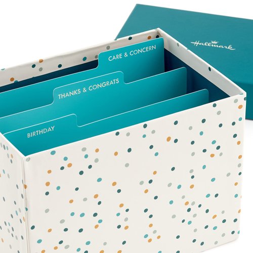 Hallmark All Occasion Cards Assortment—48 Cards and Envelopes with Card Organizer Box (Polka Dots)