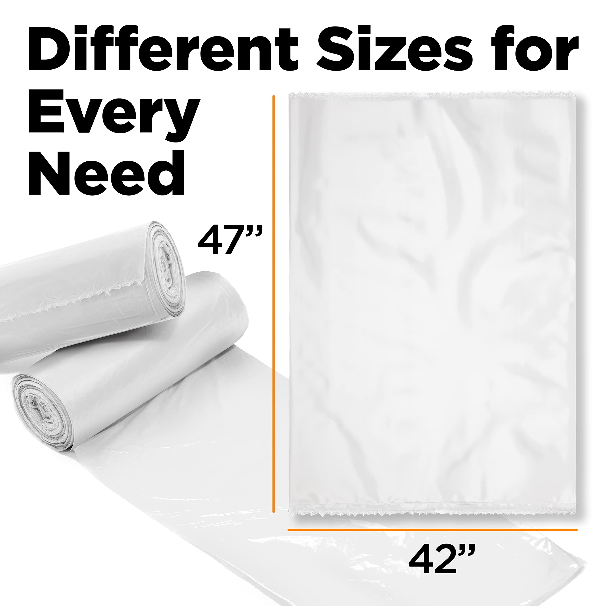ToughBag 50 Gallon Trash Bags Heavy Duty, Clear Trash Bags (200 COUNT) - Made in USA