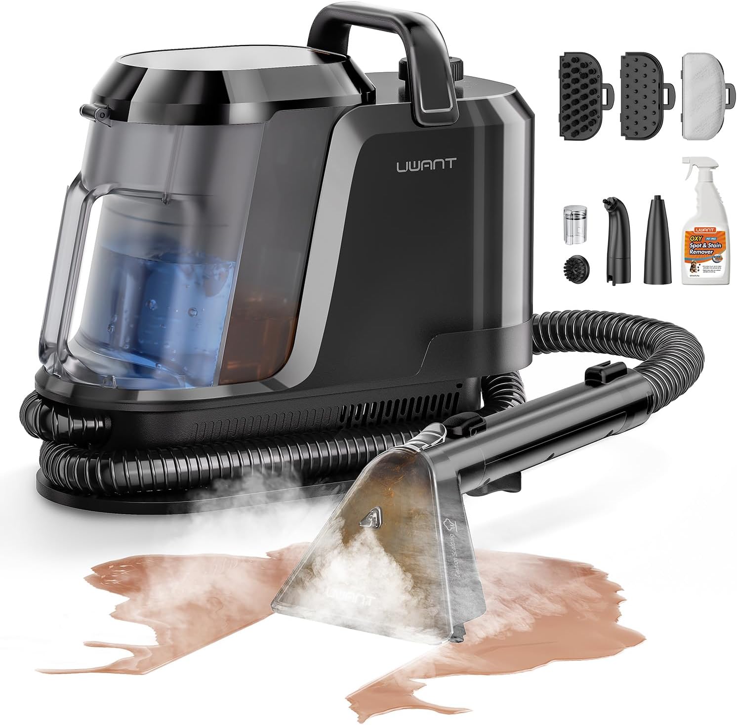 Skiennix Carpet Cleaner Machine - Powerful 18Kpa Suction with Steam & Hot/Cold Water System | Pet Pro Upholstery Cleaner (Americano)