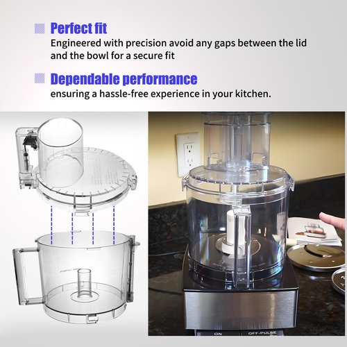 4 Locking Tabs DFP-14NWBCT1 Clear Food Processor Work Bowl Cover Compatible with Cuisinart Tritan Only fits Bowl DLC-005AGTXT1 Fits Model DFP-14, NOTE:This New Lid Only Fits WorkBowl with 4 Tabs