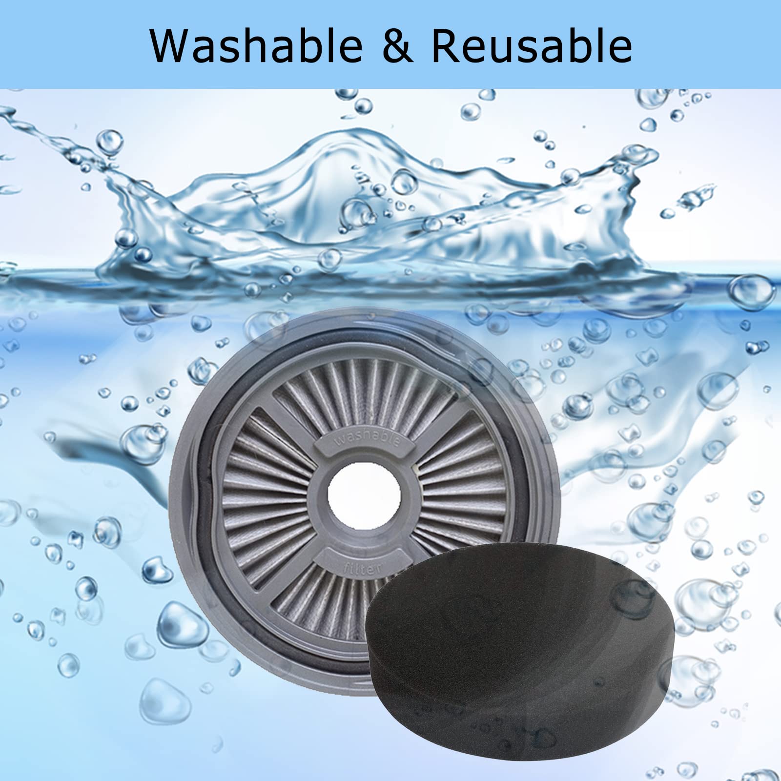 Aolleteau 1543 Filter Compatible with Bissell Symphony Pet All-in-One Vacuum and Steam Mop 1543 Series, 15436, 15437, 15438, Compare to Part# 1606886 （1 Pack Vacuum Filter & 1 Pack Foam Filter）