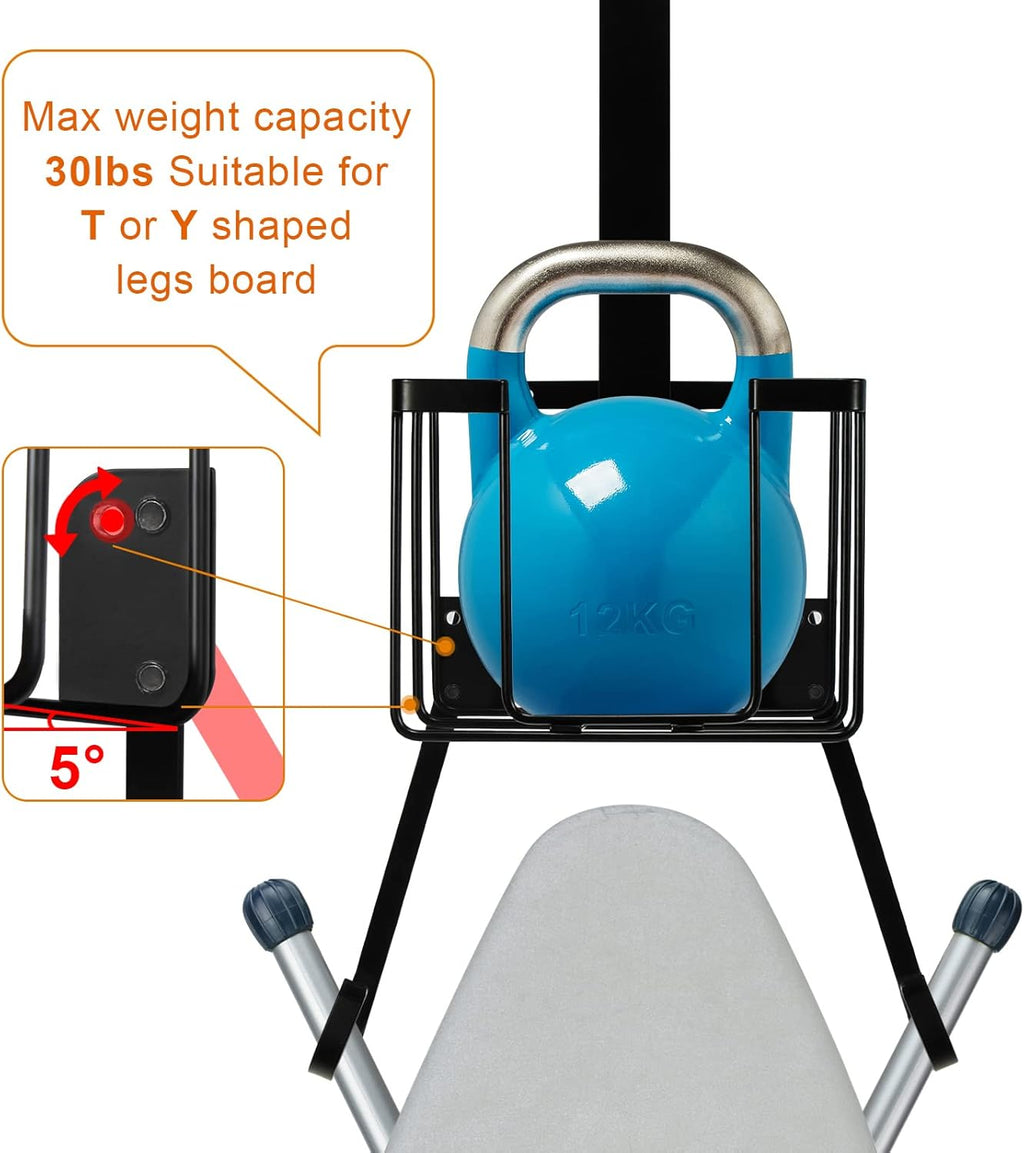 ORLESS Ironing Board Hanger - Over The Door/Wall Mount Storage Solution for Laundry Room, Black