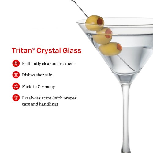 Eater x Zwiesel Fortessa Folly Crystal Glass, 6 Ounce Martini (Set of 6), Clear