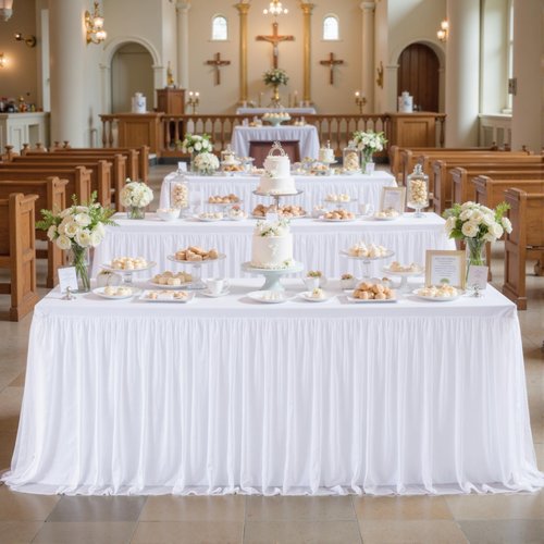 4 Pack 6ft White Table Cloths Rectangle Tulle Tablecloth Fitted White Tablecloths for 6 foot Rectangle Tables Stretch Spandex Table Covers for Parties Wedding Birthday Events Banquet Desk Tables Skirt