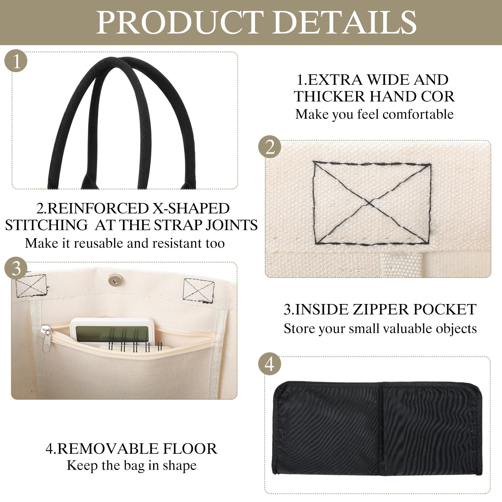 Silkfly 10 Pack Tote Bag for Women Gift Bags Canvas Tote Bag with Zipper Inner Pocket Birthday Bridesmaid Gifts for Women