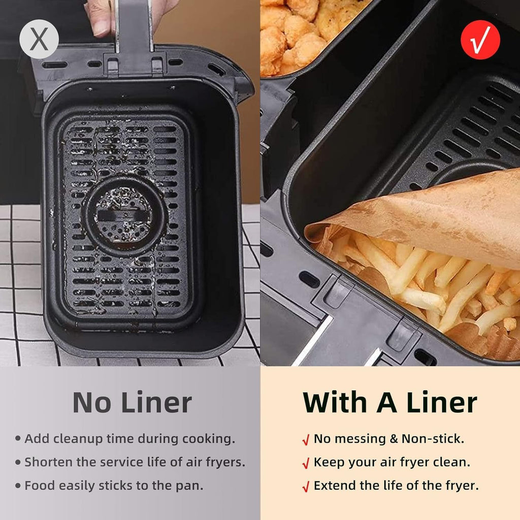 Ninja Air Fryer Disposable Paper Liners - Non-Stick Parchment Baking Sheets | 125PCS, 8.6in x 5.5in