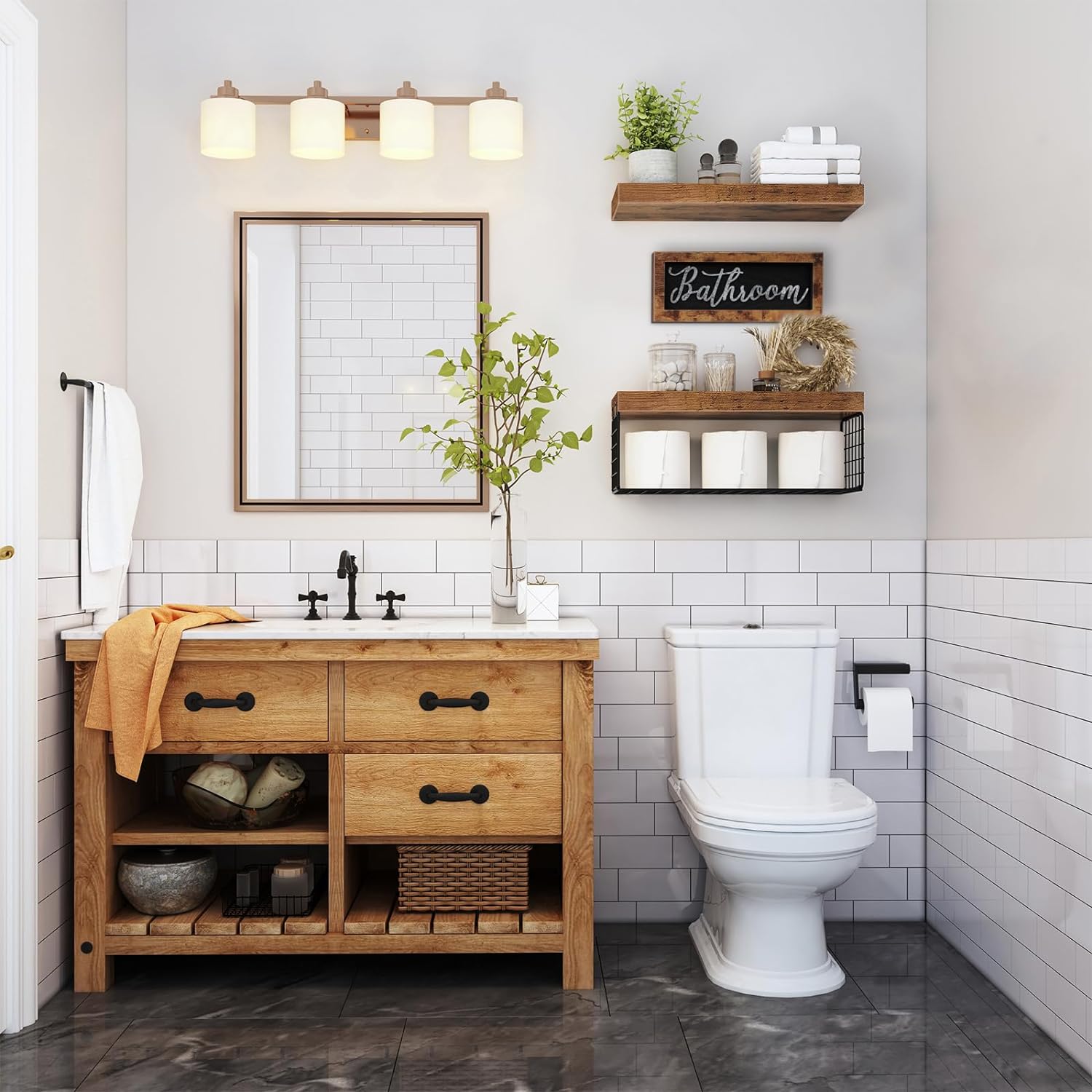 QEEIG Bathroom Shelves - Over Toilet Storage Set of 3 | Stylish Bathroom Decor Bundle