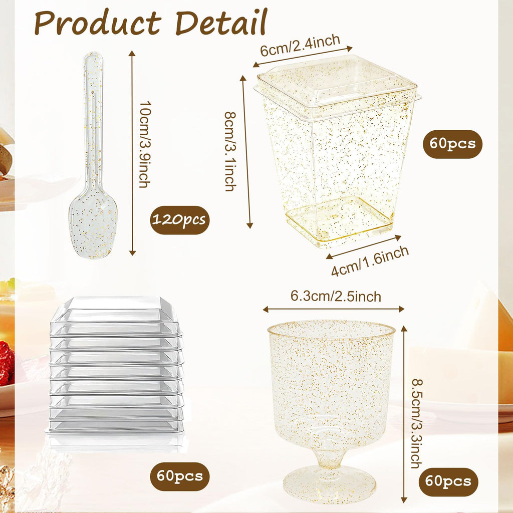 Vintrol 300 Pack Dessert Cups with Spoons and Lids 5 Oz Plastic Shooter Cups Round Clear Serving Goblet cup for Party, Disposable Yogurt Parfait Appetier Cup for Pudding, Fruit Ice and Ice Cream