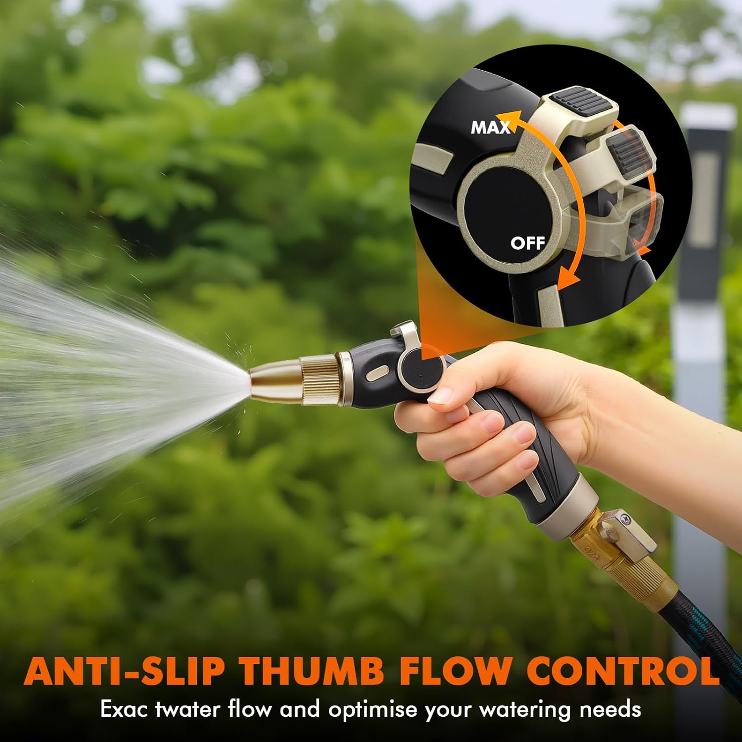 RESTMO High Pressure Hose Nozzle - Heavy Duty Brass Head for Car Washing & Garden Cleaning | 4 Adjustable Spray Patterns