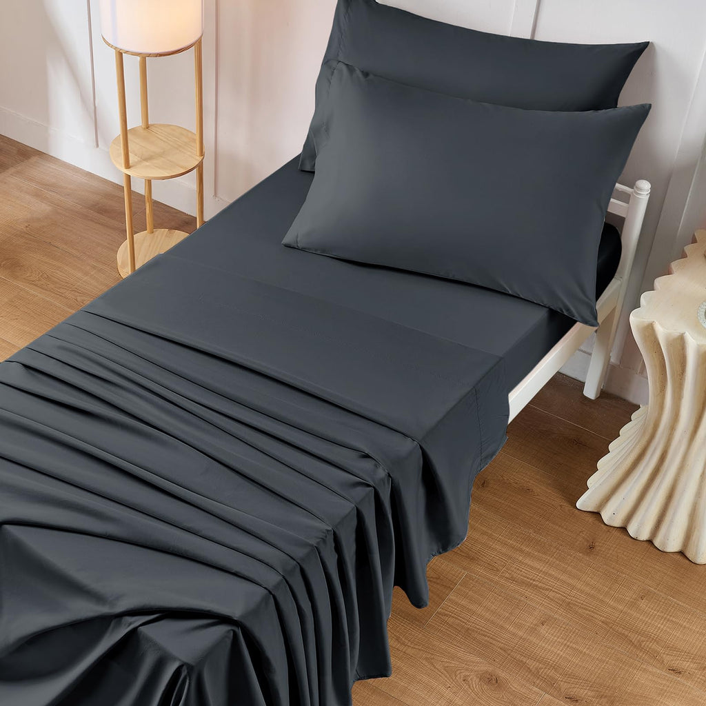 VACVELT Cot Fitted Sheet, 31 x 75 Inch Charcoal Black Cot Sheets, Ultra Soft and Breathable Microfiber Bed Cover Snug Fit for Narrow Twin/RV Bunk/Camper Bunk/Guest Beds/Trifold Mattress