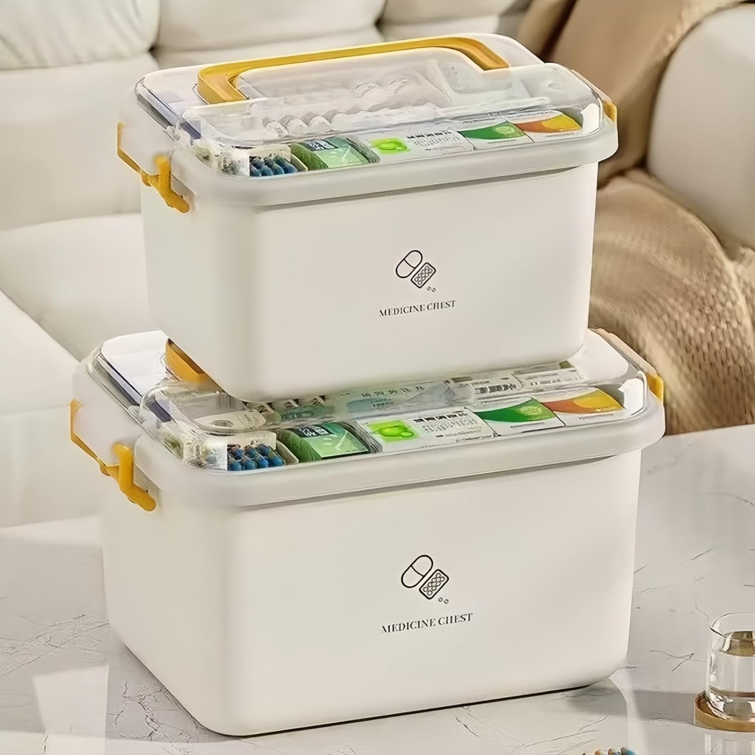 Plastic Medicine Storage Organizer - Multipurpose First Aid Box with Removable Tray | Large Size for Home, Office & Travel