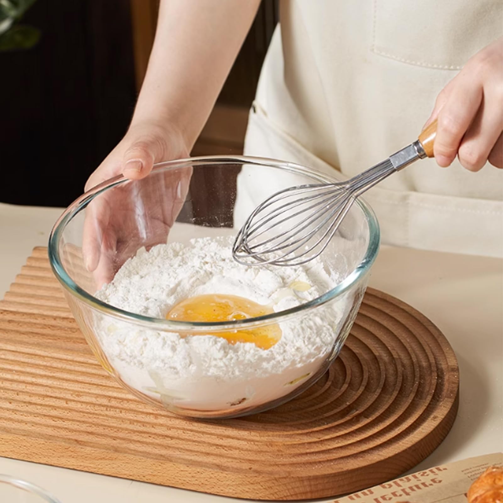 TRBIDRBO 2 Pack 7.8 in Deep Mixing Bowls Glass Salad Bowl Round Glass Serving Bowls for Cooking Baking Prepping Dishwasher & Microwave & Oven Safe, 71oz Breads Proofing Bowl