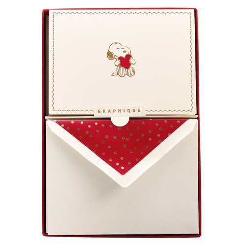 Graphique Peanuts Designer Cards Luxe Collection, Gold Foil Embossed Stationery Boxed Set, 10 Blank Cards with 11 Envelopes, All Occasion Greetings, 5.25" x 3.8"