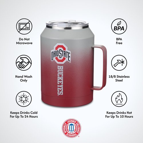 The Memory Company Officially Licensed 50oz Ombre Water Jug with Handle and Straw, Ohio State University